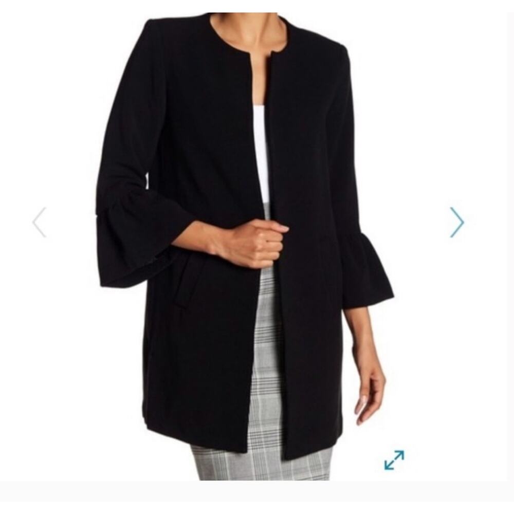 Catherine Malandrino Ruffle Sleeve Black Open Jacket RN 93178 Women’s Size 8